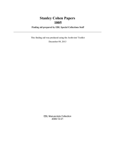 Stanley Cohen Papers 1005 EBL Manuscripts Collection 2006-12-21