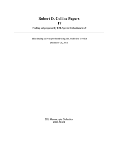 Robert D. Collins Papers 17 EBL Manuscripts Collection 2004-10-28