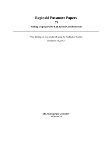 Reginald Passmore Papers 59 EBL Manuscripts Collection 2004-10-29