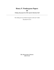 Henry P. Pendergrass Papers 61 EBL Manuscripts Collection 2004-10-29