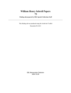 William Henry Sebrell Papers 73 EBL Manuscripts Collection 2004-10-29