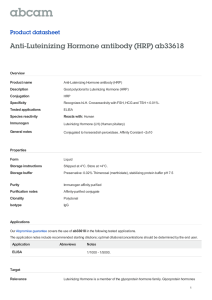 Anti-Luteinizing Hormone antibody (HRP) ab33618 Product datasheet Overview Product name
