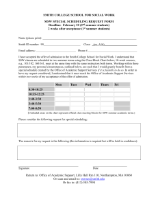 SMITH COLLEGE SCHOOL FOR SOCIAL WORK MSW SPECIAL SCHEDULING REQUEST FORM