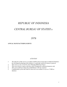 REPUBLIC OF INDONESIA CENTRAL BUREAU OF STATIST 1976