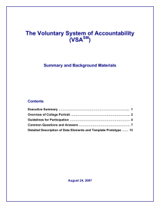 The Voluntary System of Accountability (VSA )