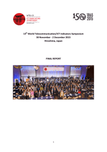 13 World Telecommunication/ICT indicators Symposium 30 November - 2 December 2015 Hiroshima, Japan