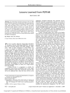 Lessons Learned From PEPFAR S A Mark Dybul, MD
