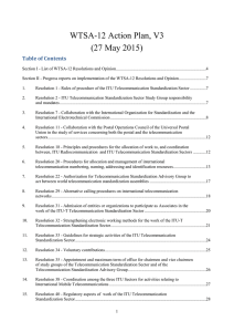 WTSA-12 Action Plan, V3 (27 May 2015) Table of Contents
