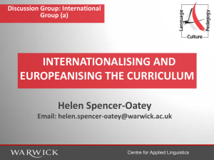 INTERNATIONALISING AND EUROPEANISING THE CURRICULUM Helen Spencer-Oatey Email: