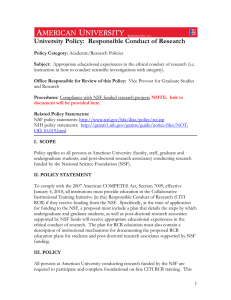 University Policy:  Responsible Conduct of Research