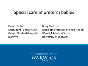 Special care of preterm babies
