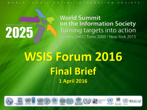 WSIS Forum 2016 Final Brief 1 April 2016
