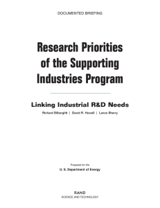 Research Priorities of the Supporting Industries Program Linking Industrial R&amp;D Needs