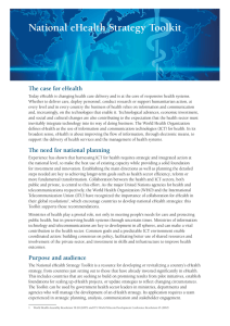 National eHealth Strategy Toolkit Overview The case for eHealth
