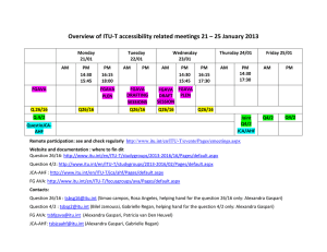 Overview of ITU-T accessibility related meetings 21 – 25 January...