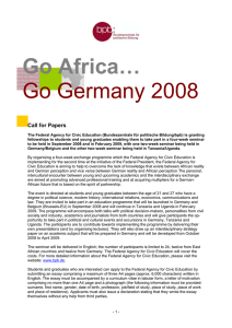 Go Africa… Go Germany 2008 Call for Papers