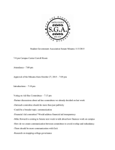   Student Government Association Senate Minutes 11/3/2015  7­9 pm Campus Center Carroll Room  Attendance ­ 7:00 pm 
