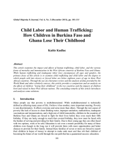Child Labor and Human Trafficking: How Children in Burkina Faso and