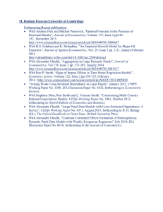 M. Hashem Pesaran (University of Cambridge) Forthcoming/Recent publications 