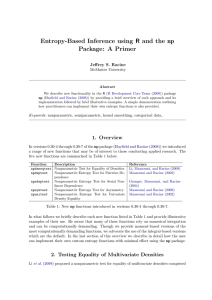 Entropy-Based Inference using R and the np Package: A Primer McMaster University