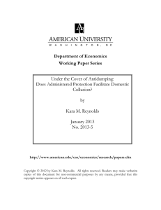 Department of Economics Working Paper Series Under the Cover of Antidumping: