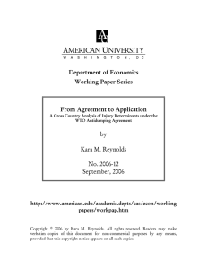 Department of Economics Working Paper Series  From Agreement to Application