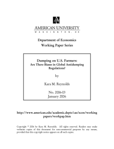 Department of Economics Working Paper Series  Dumping on U.S. Farmers: