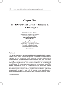Chapter Five Food Poverty and Livelihoods Issues in Rural Nigeria Omobowale A. Oni*