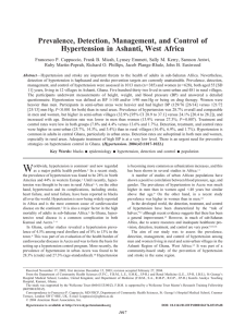 Prevalence, Detection, Management, and Control of Hypertension in Ashanti, West Africa