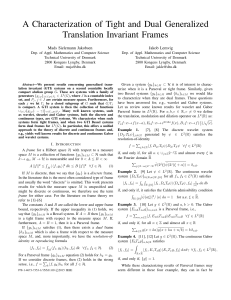 A Characterization of Tight and Dual Generalized Translation Invariant Frames Jakob Lemvig