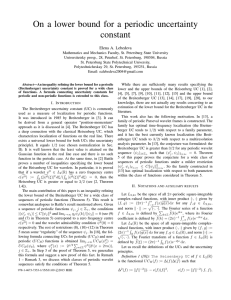 On a lower bound for a periodic uncertainty constant Elena A. Lebedeva