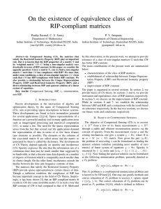 On the existence of equivalence class of RIP-compliant matrices P. V. Jampana