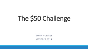 The $50 Challenge SMITH COLLEGE OCTOBER 2014