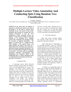 Multiple Lecture Video Annotation And Conducting Quiz Using Random Tree Classification