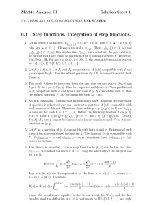 0.1 Step functions. Integration of step functions. MA244 Analysis III Solution Sheet 1.