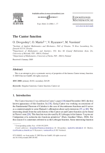 The Cantor function O. Dovgoshey , O. Martio , V. Ryazanov