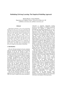 Rethinking Life-long Learning: The Empirical Modelling Approach