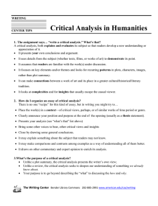 Critical Analysis in Humanities