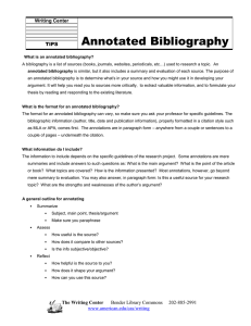 Annotated Bibliography  Writing Center TIPS