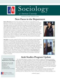 Sociology at American University New Faces in the Department NEWSLETTER UPDATE 2010