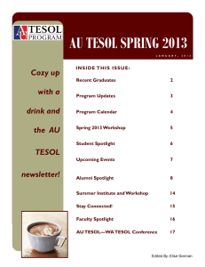 AU TESOL SPRING 2013 Cozy up with a drink and