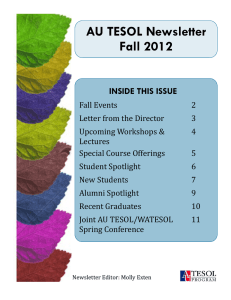 AU TESOL Newsletter Fall 2012 INSIDE THIS ISSUE