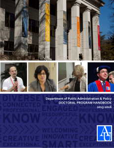 Department of Public Administration &amp; Policy DOCTORAL PROGRAM HANDBOOK 2015-2016
