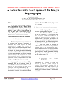 A Robust Intensity Based approach for Images Steganography Renu Singla,
