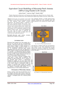 Equivalent Circuit Modelling of Microstrip Patch Antenna Akshay Kumar , Amarveer Singh