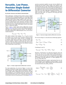 Versatile, Low-Power, Precision Single-Ended- to-Differential Converter