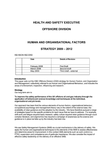 HEALTH AND SAFETY EXECUTIVE OFFSHORE DIVISION  HUMAN AND ORGANISATIONAL FACTORS