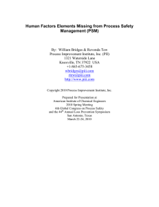 Human Factors Elements Missing from Process Safety Management (PSM)