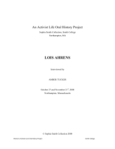 LOIS AHRENS  An Activist Life Oral History Project