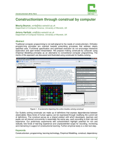 Constructionism through construal by computer Meurig Beynon, Antony Harfield,
